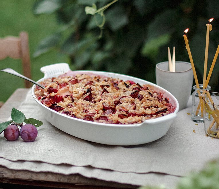 Recipe »Warm crumble cake«