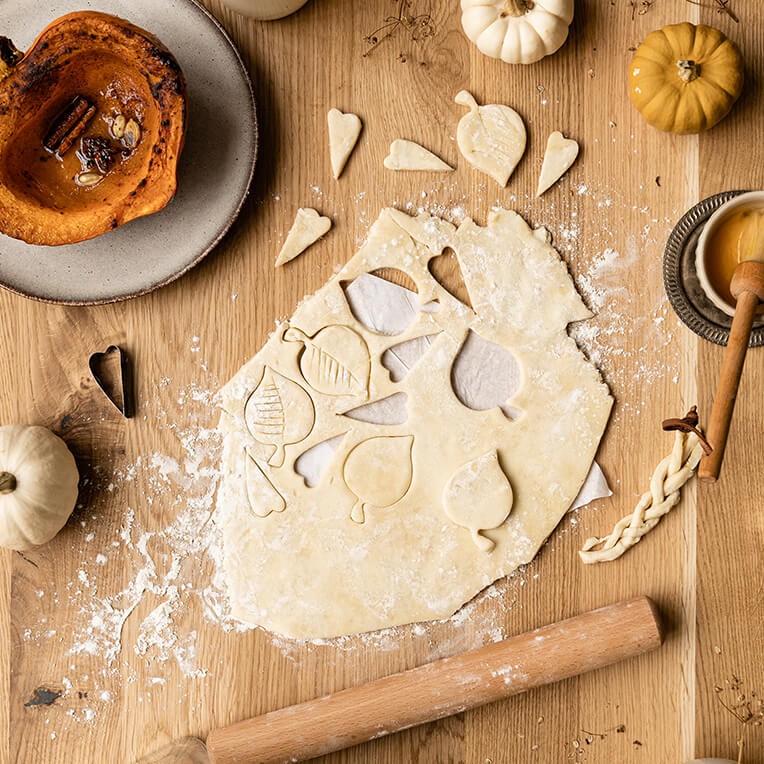 Recipe: »Pumpkin Pie with fall leaves«