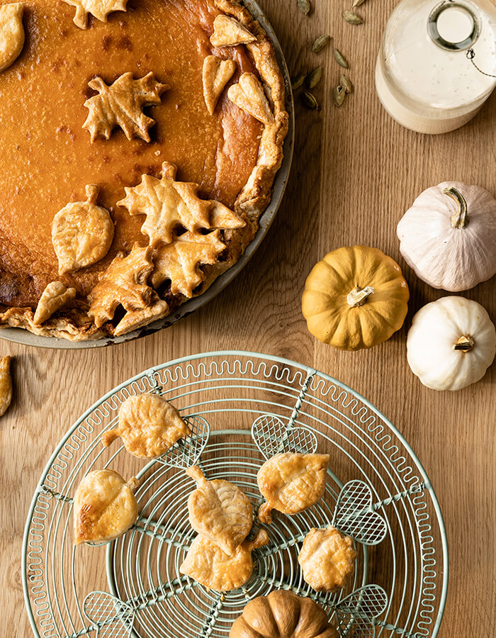Rezept: »Pumpkin Pie mit Herbstblättern«