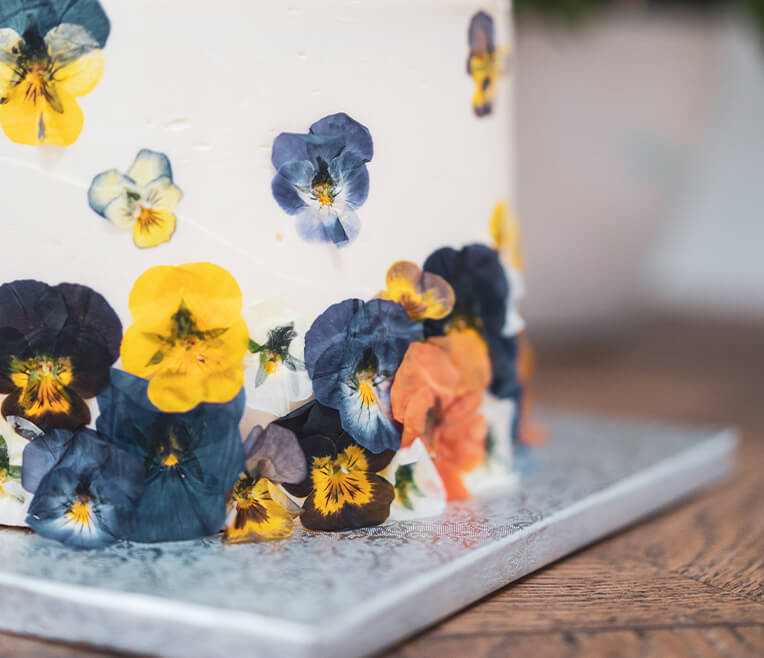 Wedding Cake with pressed flowers