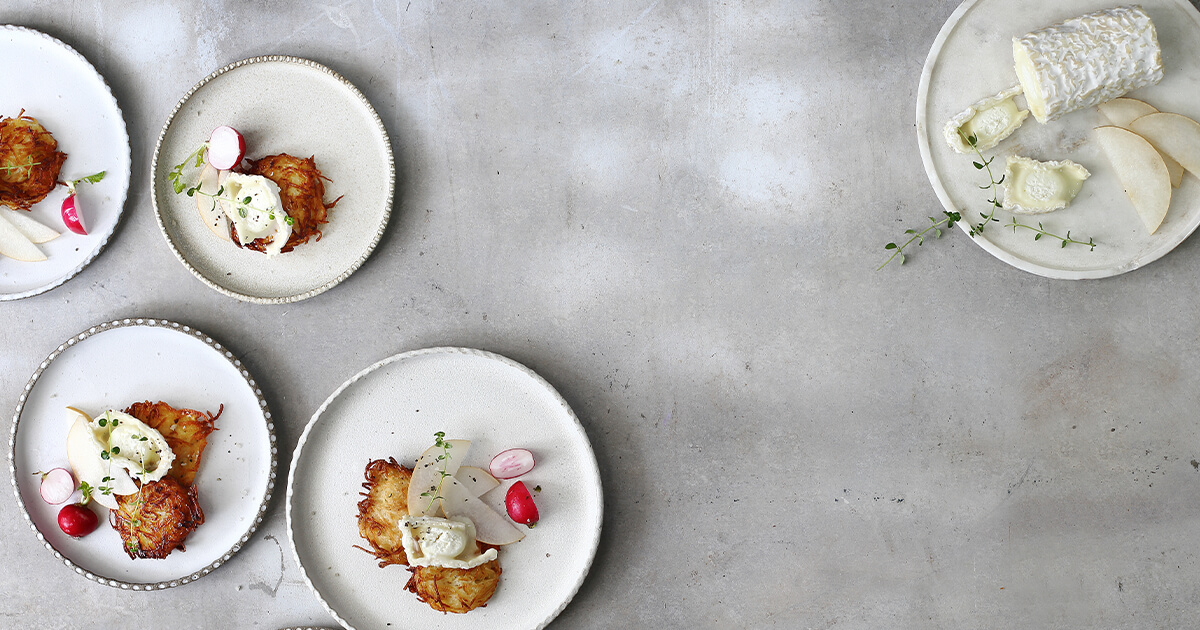 Recipe: »Latkes with Goat Cheese and Pear«