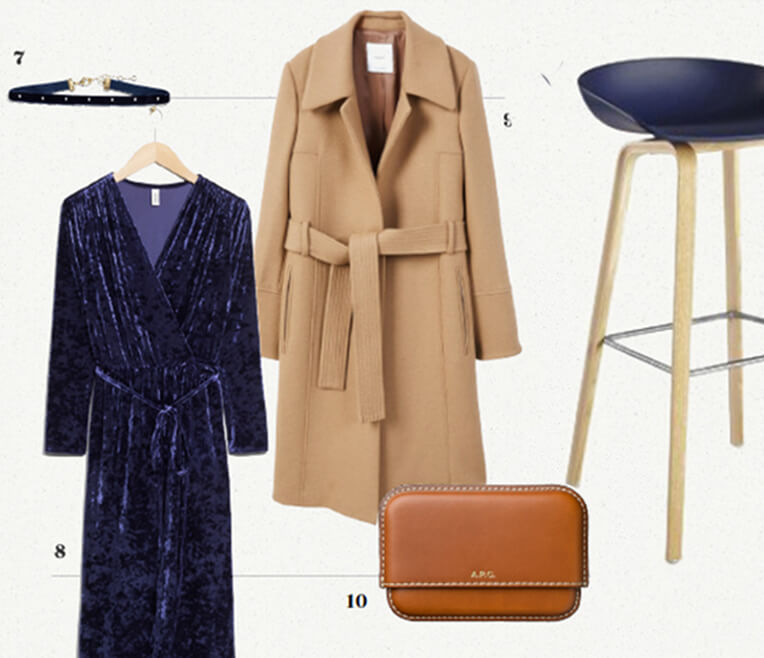 Produktcollage »Tintenblau & Karamell«