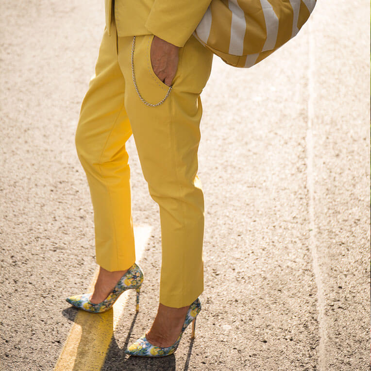 41/7 Yellow Sleek Business Pants